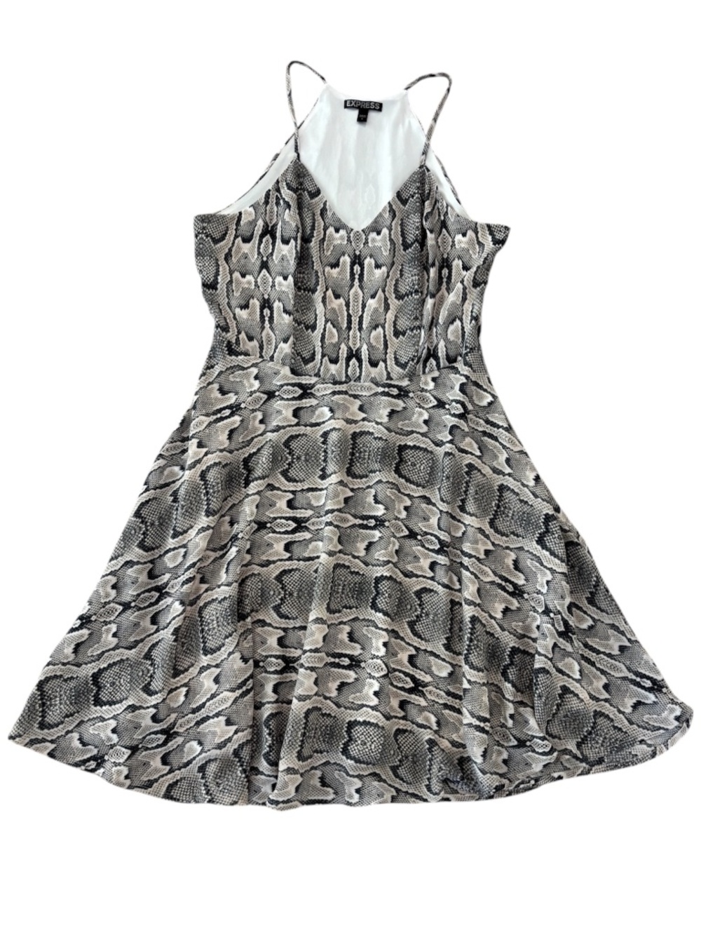 Express Halter Slip Dress - Cream & Black Snakeskin Print Size 4 - Picture 2 of 8